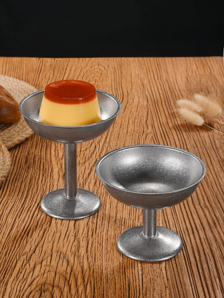 

Retro 304 Stainl Steel Dert Bowl Creative Ice Cr Cup High Footed Vintage Sle Dining Utensils for Commercial Use