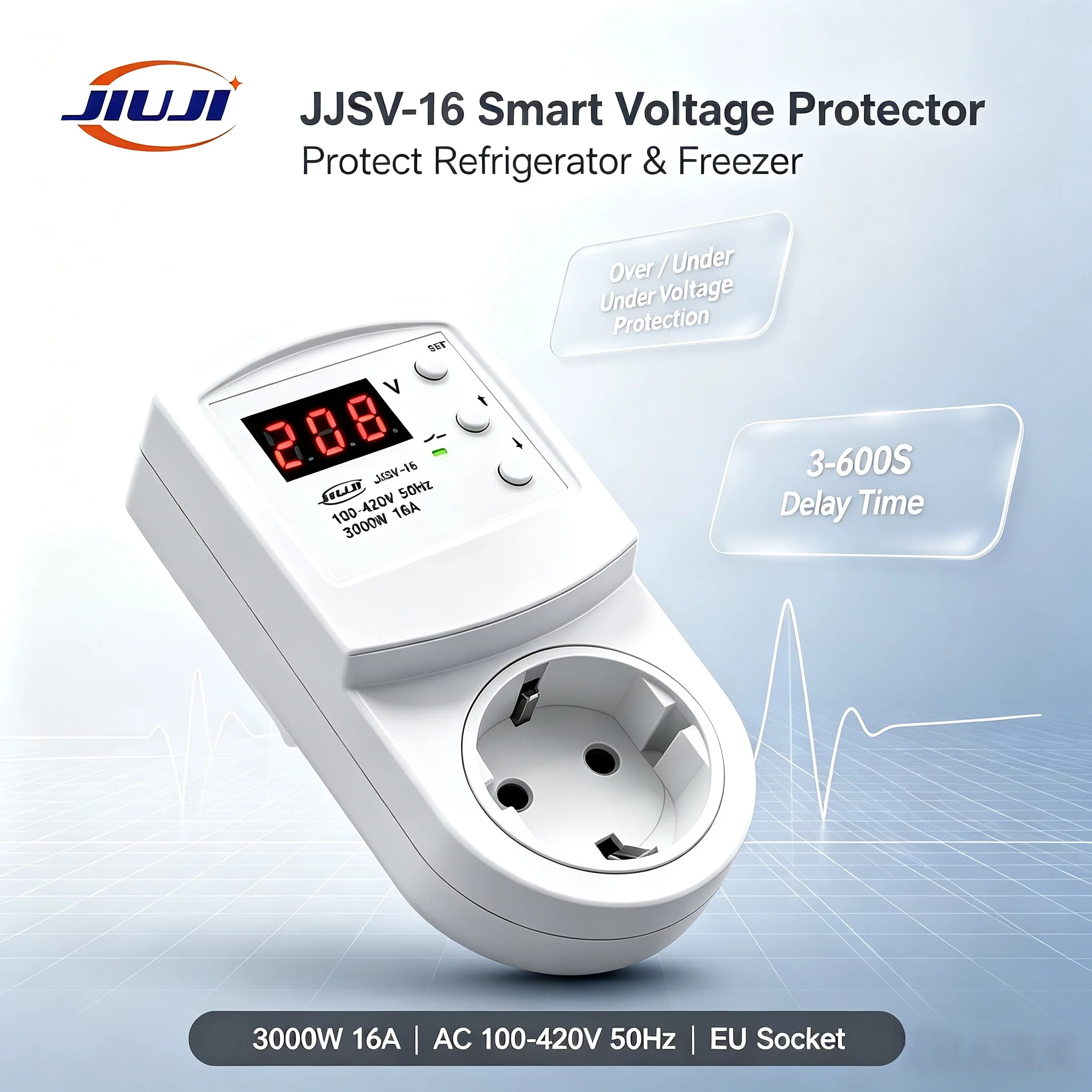 Ac Surge Protector - JJSV-16 Smart Plug 16A Voltage Protector