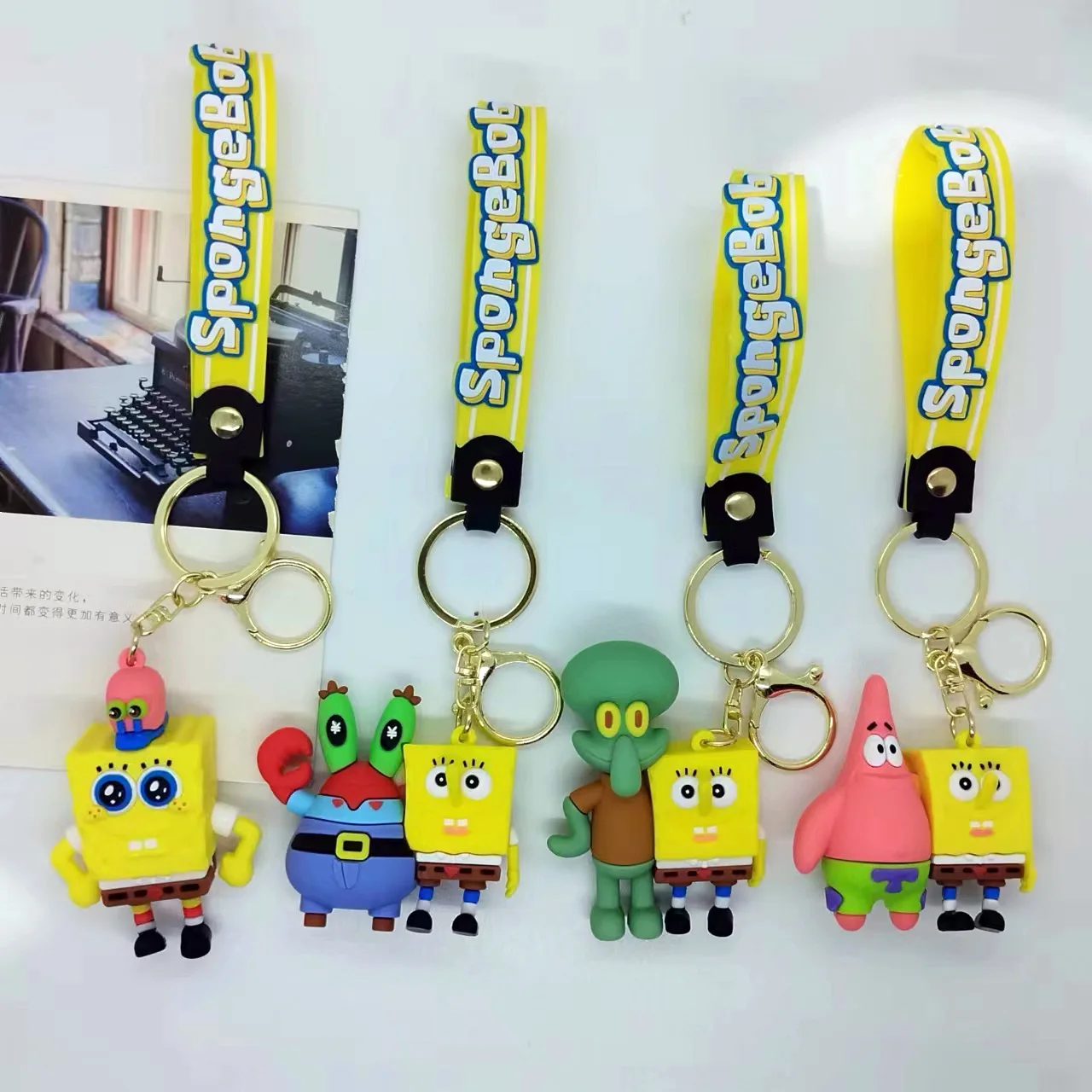 

Creative Cartoon Combination Sponge Bag Keychain Bag Car Keychain Accessories Gift Wholesale Cute Personalized Gifts Y2k
