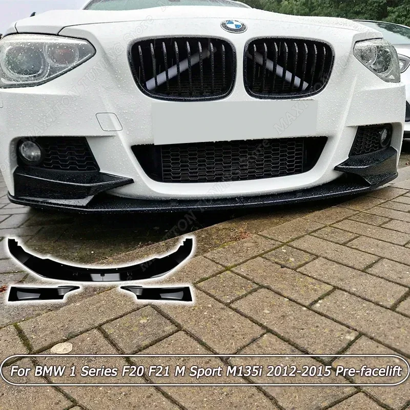 For BMW 1 Series F20 F21 M Sport M135i 2012-2015 Pre-facelift Front Bumper Splitter Lip Spoiler ABS Body Kit Tuning Gloss Black