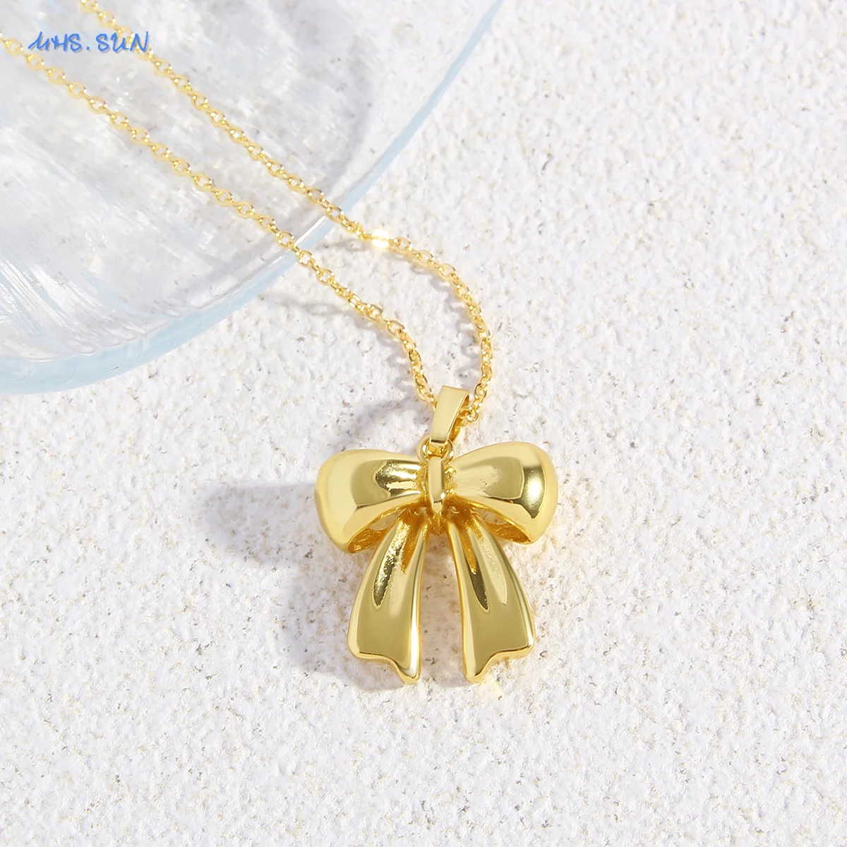 SUNSLL 18K Gold Plated Bow-knot Pendant Necklaces For Women Girls Classic Bow Birthday Party Chain Jewelry 2024 Hot Style