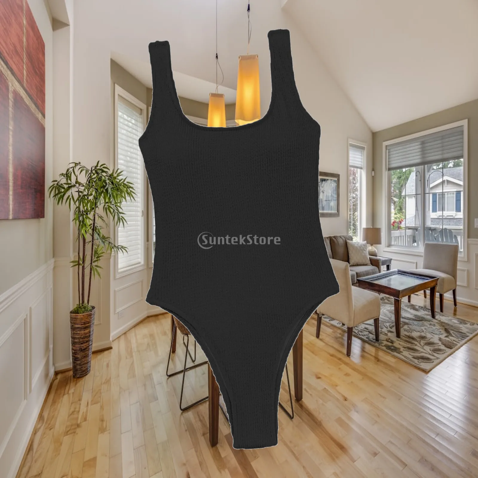 Elastic Nylon Tummy Control Swimsuit Women Thong Bathing Suit Sexy Swimwear with Chest Pad for Beach Vacation Festival