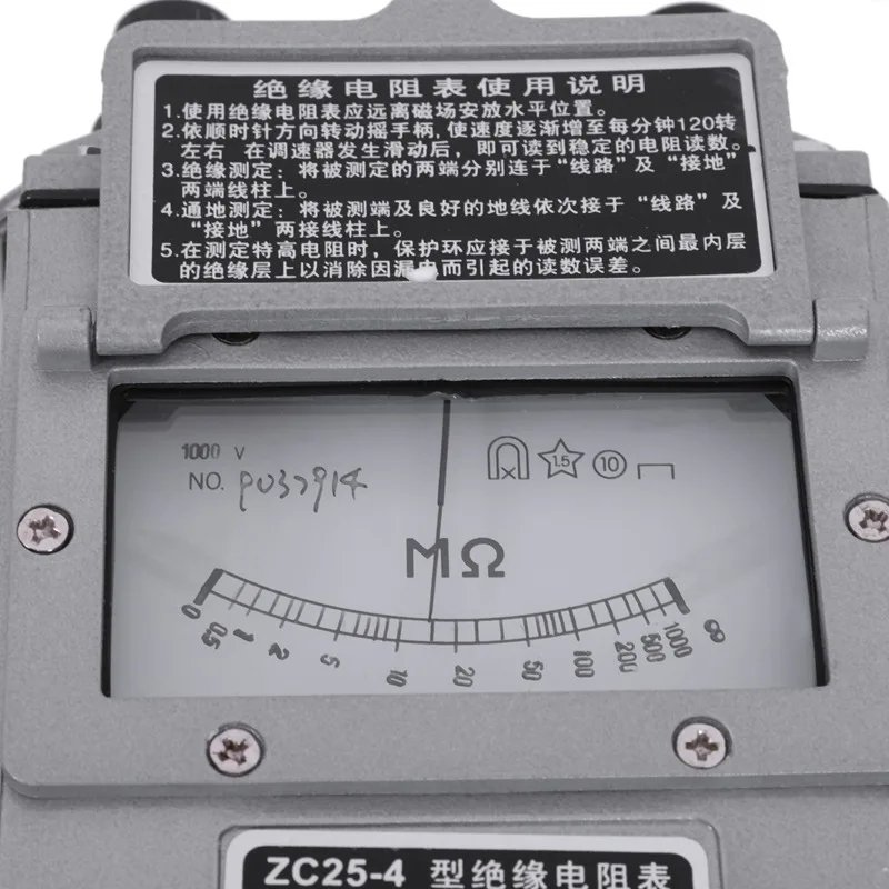 Multifunctional ZC25-4 Insulation Megohm Meter, High Precision Industrial Megohmmeter Resistance Testing Instrument