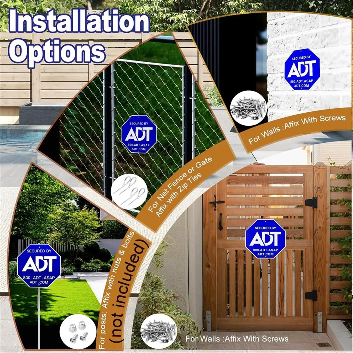 Multi-use Gear 2 Pcs ADT Security Signs , No Stake Posts, Aluminum Heavy Duty Weatherproof Home Security Sign Weather Resistance