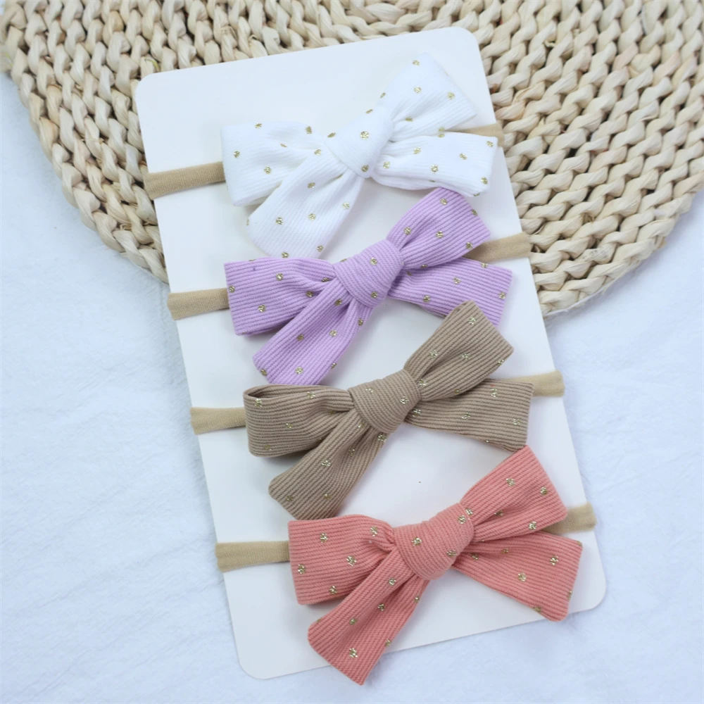 4/5Pcs/Set Elastic Baby Headband Print Corduroy Baby Bows Hairbands Newborn Cute Nylon Headband Children Kids Hair Accessories