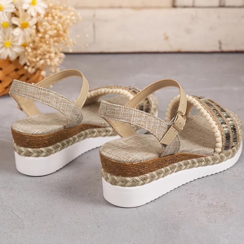 Women\'s Wedges Espadrilles Sandals Summer 2023 Non Slip Platform Roman Sandals Woman Lightweight Casual Walking Sandalias Mujer