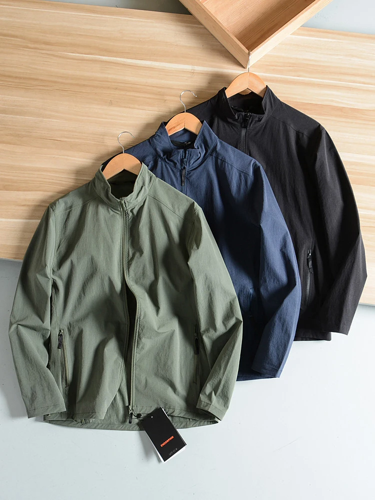 Men's Spring Outdoor Casual Soft  Jacket Stand Collar Anti-Scratch Wear-Resistant Water-Resistant Windproof Breathable