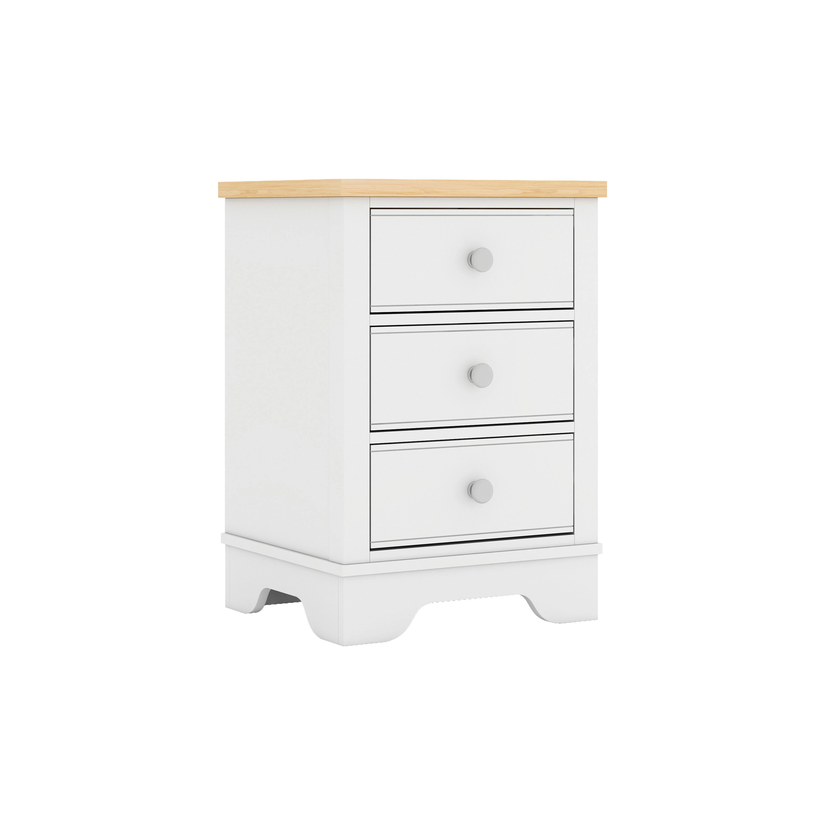 Classic Style Solid White Matte Wood 3-Drawer Nightstand  Ship Bedside Table Cabinet for Home Furniture Living Room