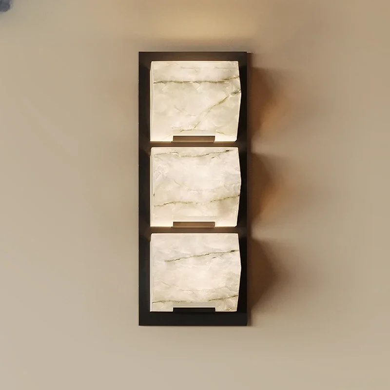 Modern Luxury Natural Marble Wall Lamp Living Room Bedside Bedroom Decoration LED Light Fixtures Vintage Sconce Home-appliance