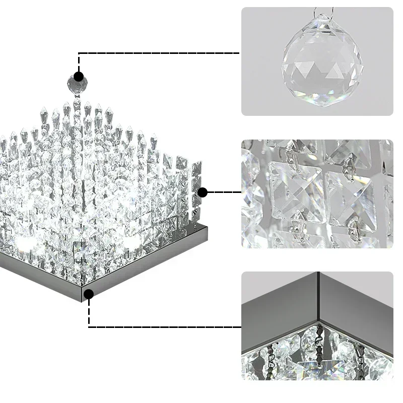 

Crystal Modern led Chandeliers Lighting square LED lamps Lustre For Living Room Crystal LED chandelier Ceiling Lamp luminaire