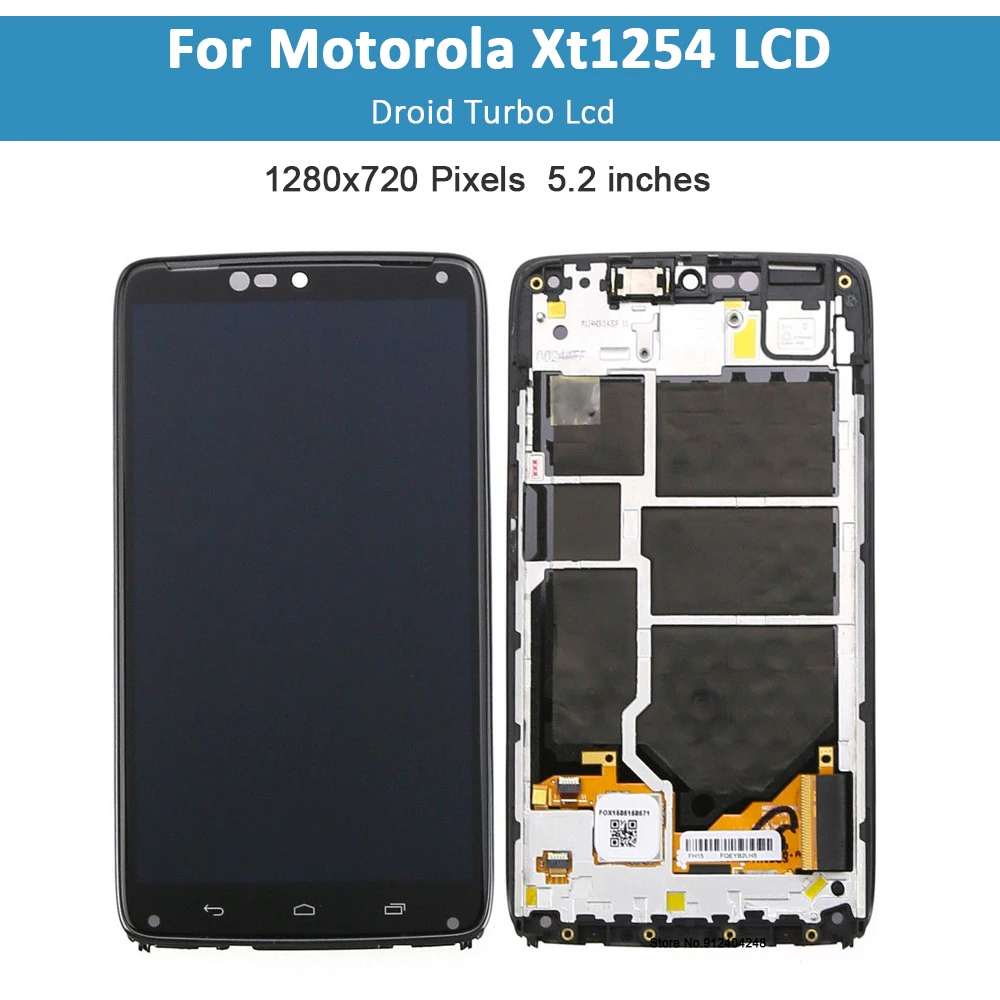 Original 5.2'' For Motorola Moto Droid Turbo XT1254 LCD Display Touch Screen Digitizer Assembly For Moto Maxx LCD XT1225 Frame