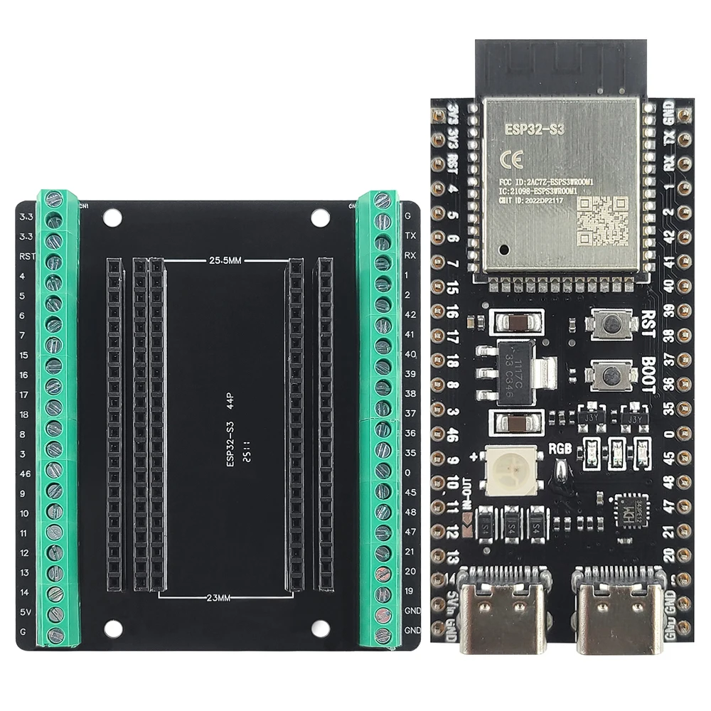 

Esp32 S3 Development Boards With Expansion Adapter Kit 2.4g Wifi Bt Module Esp32-s3-1 N8r2 N16r8 44pin Type-c Esp32-s3