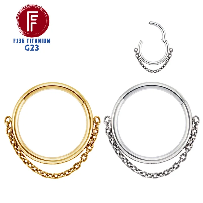 F136 Titanium Hinge Segment Nose piercing Welding Chain CZ Septum Ring Women Cartilage Earrings Tragus Jewelry 16g Accessories
