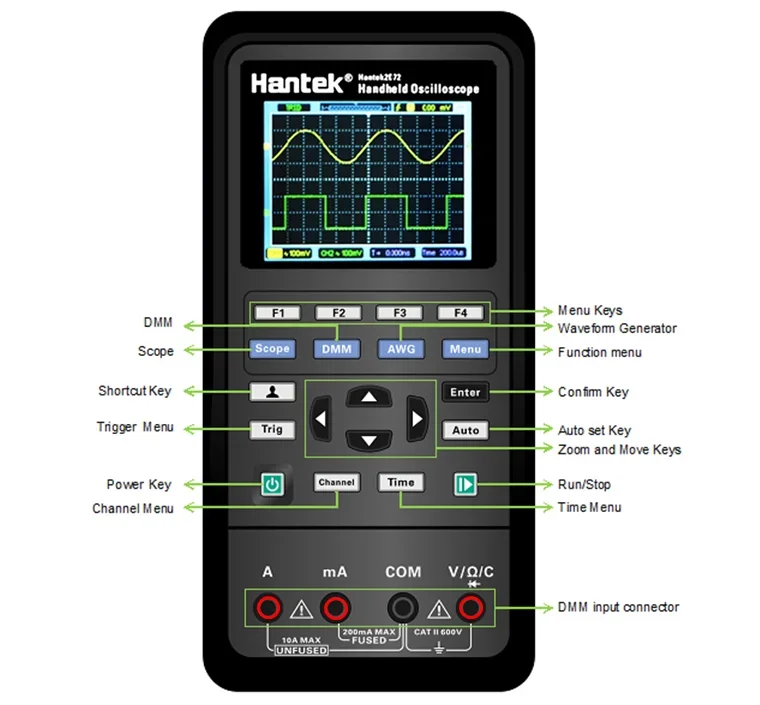 波形発生器マルチメータ,2d72ポータブルオシロスコープ,多機能テスター,2ch,afg,dmm,70mhz,3 in 1