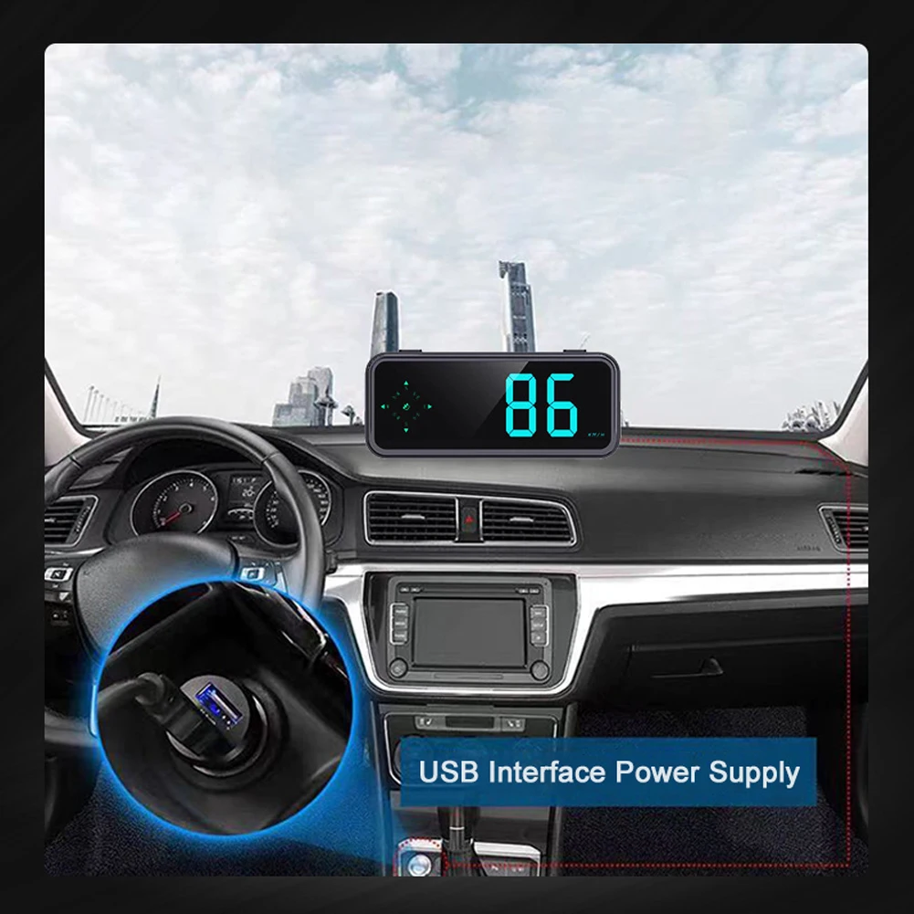 Windshield Speed Projector with Compass Colorful LED Display Digital Car HUD Plug and Play GPS HUD Car Electronics Accessories