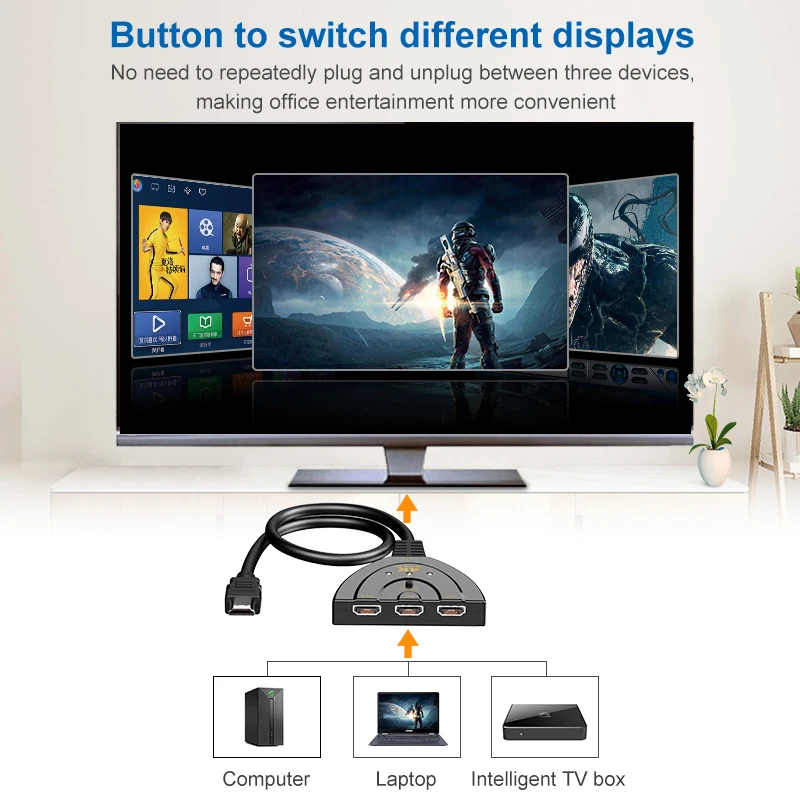 4K HDMI Switcher 3 Cổng HDMI Switch 3 Trong 1 Ra Với Tốc Độ Cao Chuyển Đổi Bộ Chia Hình Heo Cáp Hỗ Trợ full HD 4K 1080P 3D Người Chơi