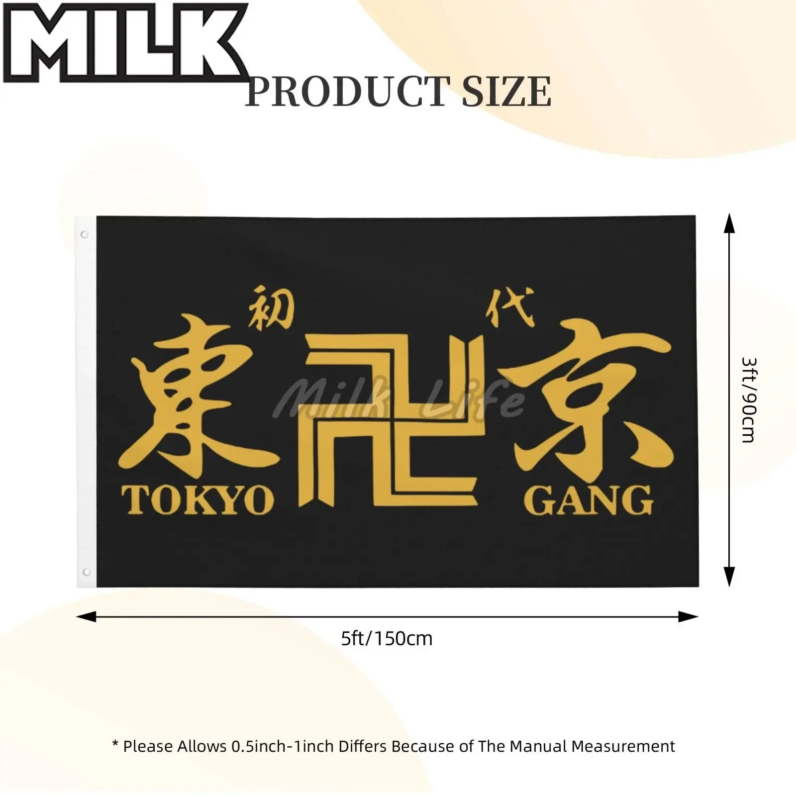 Double-sided Printing Anime Tokyo Revenger Flag with Grommet Outdoor and Indoor Banner Flag for Home Room Bar Pub Decor