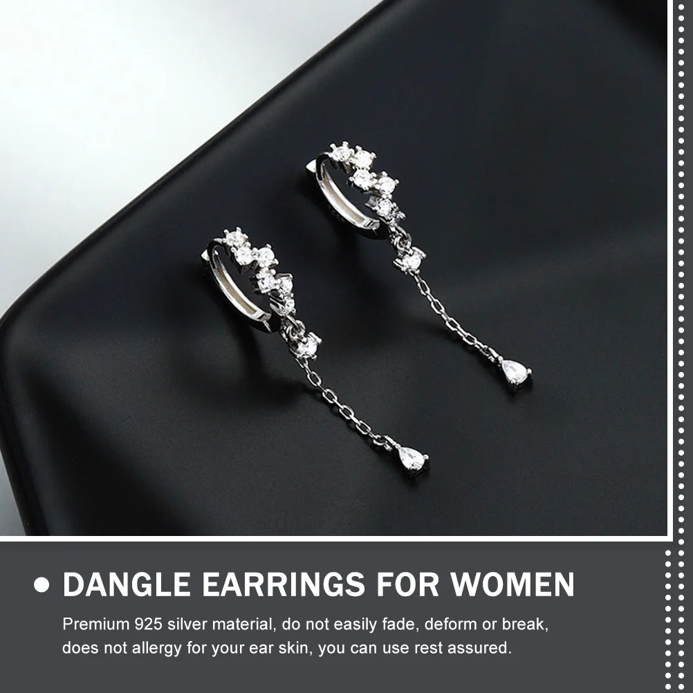   Orecchini eleganti con orecchio a goccia flash per donna pendenti a spirale scintillante con zirconi a catena