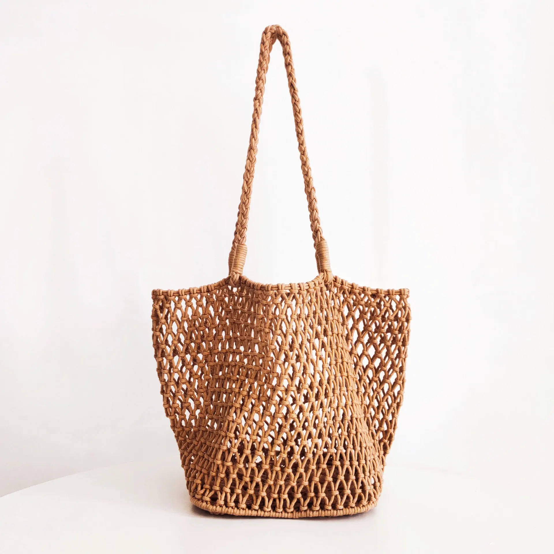 Casual Hollow Finshnet Women Shoulder Bags Rope Woven Large Tote Bag Handmade Summer Beach Handbags Big Bali Shopper Purses 2023