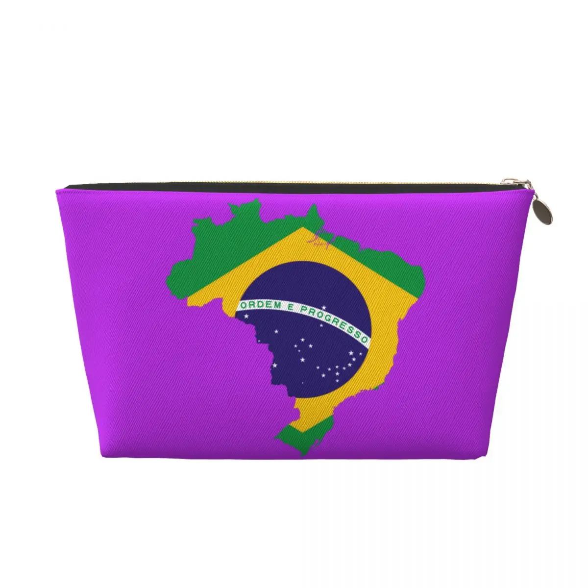 Custom Brazil Map Flag Makeup Bag Women Travel Cosmetic Organizer Cute Brazilian Patriotic Storage Toiletry Bags