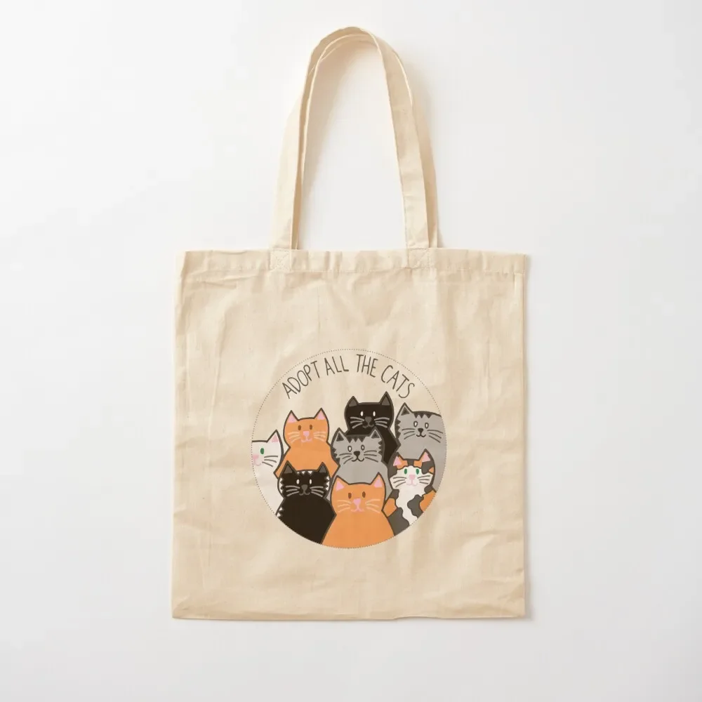 

Adopt All the Cats Tote Bag foldable reusable bag tote bag women