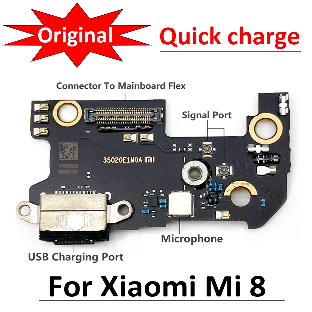 

20PCS Lots 100% Original New For Xiaomi Mi 8 Mi8 Dock Connector Micro USB Charger Charging Port Flex Cable Microphone Board