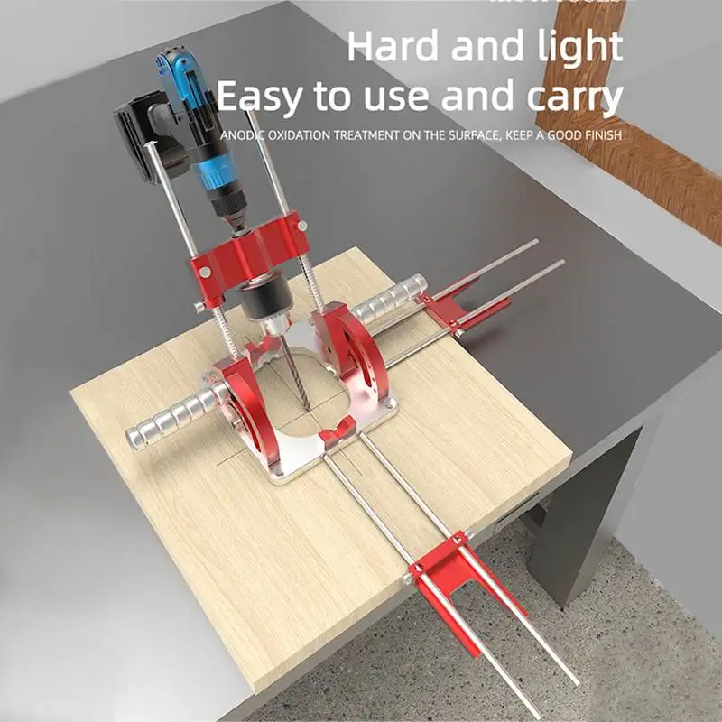 Imagem -02 - Alumínio Alloy Woodworking Drill Locator com Escala Preciso Posicionador Guia de Broca Passador Jig Perfurador Faça Você Mesmo Home Tool