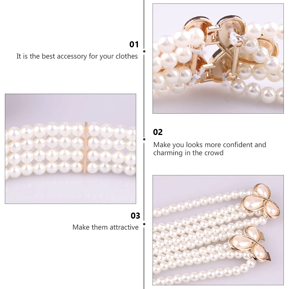 

Pearl Belt Stylish Waist Dress Clothes Decorative Imitation Pearls Long Skirt Waistband Girl Chain All-match Man Gown