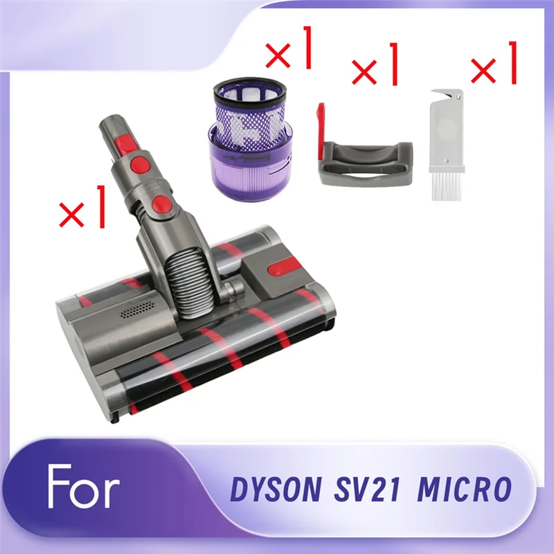 

B99A-For SV21 Dyson MICRO Double Roller Brush+SV21 Filter+Switch Lock Kit Vacuum Head Replace Soft Roller Cleaner Head