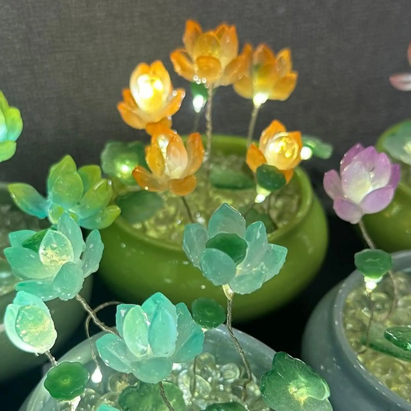 DIY Lotus Night Light Ceramic Flower Lamp for Bedroom Nightstand Living Room Desk Decor Cute Small Table Light for Office Study