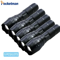 1-5 Stück super helle LED-Taschenlampen Aluminium legierung 5 Beleuchtungs modi Taschenlampen zoombare Taschenlampe wasserdichte Taschenlampe