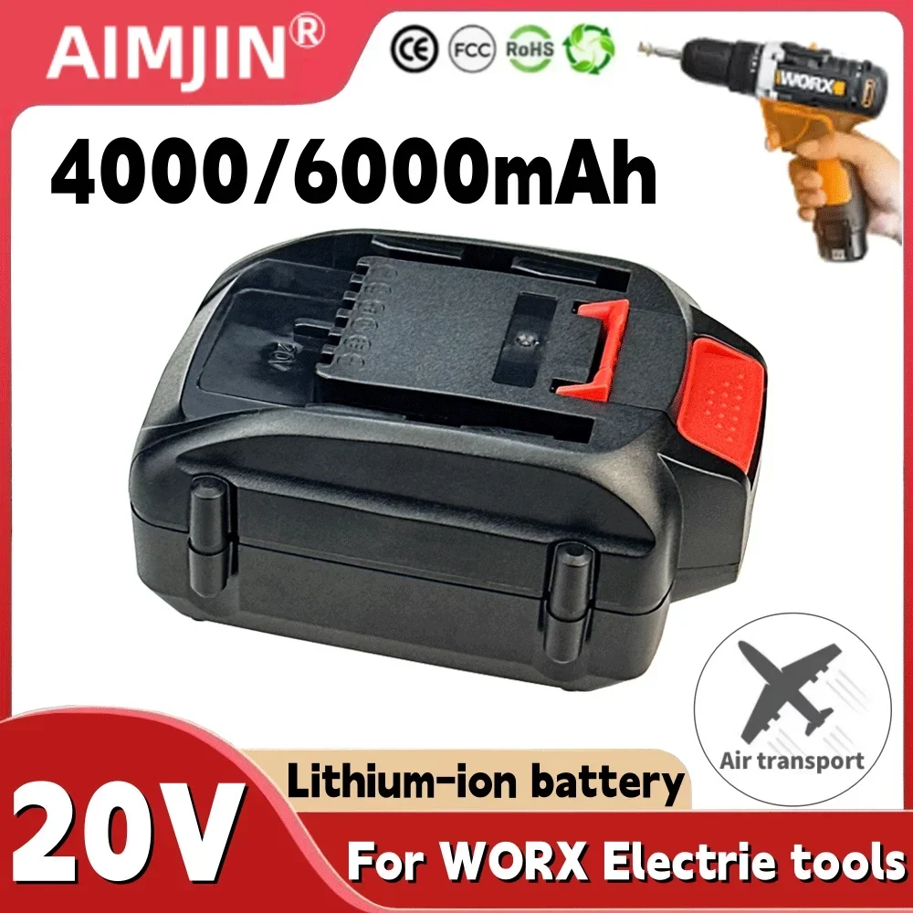 

20V 4000/6000mAh lithium-ion high-capacity battery compatible with For WORX wireless power tools