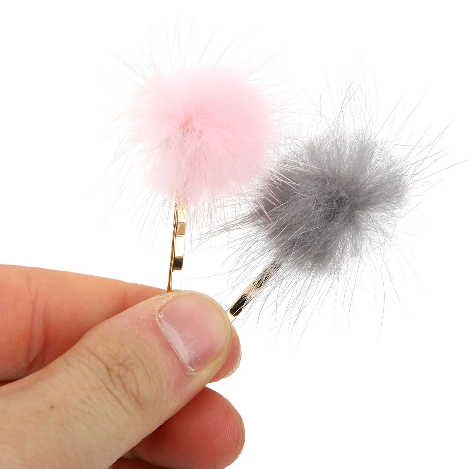 

4pcs Pompom Bobby Pins Metal Hair Clips For Women Decorative Bangs Pin Hair Accessories Pompom Hairpins Styling Tools