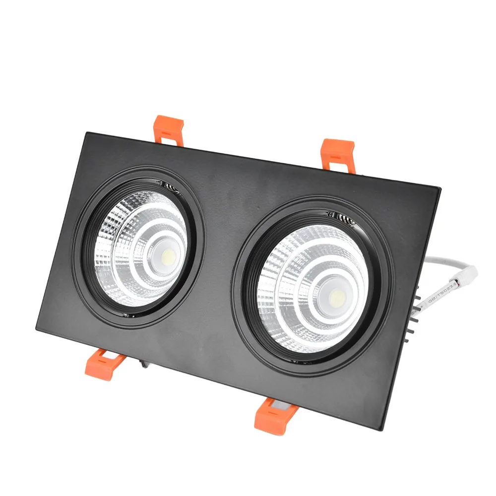 Energy Saving 2 X 7W Recessed Ceiling Light Double Head White Light 6000K Downlight CRI 90+ Rectangle Recessed Lighting Bar