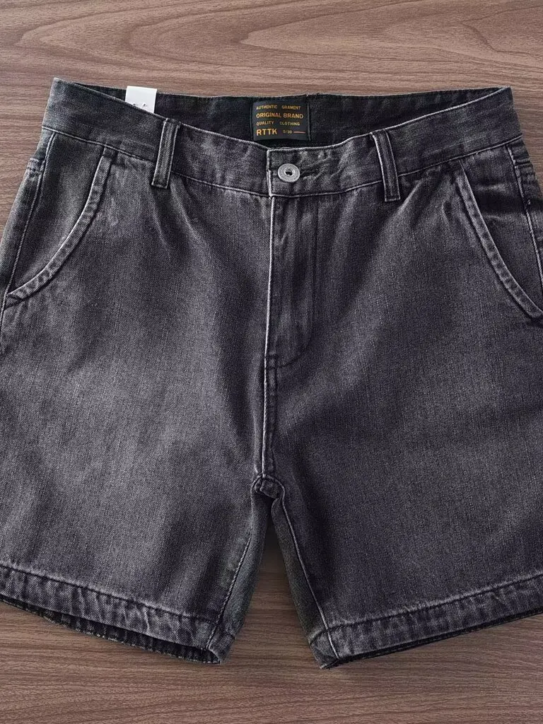 

Retro American Washed Denim Shorts Men Summer Trendy Loose Straight Casual All-Match Four-Part Thin Jeans Youth Popular