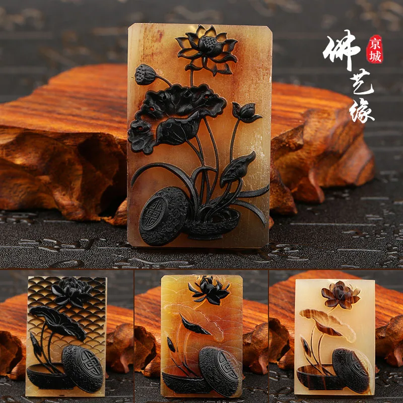 Horn Carving Lotus Brand Lotus Leaf Brand Pendant Pendant King Kong Xingyue bodhiDIYAccessories