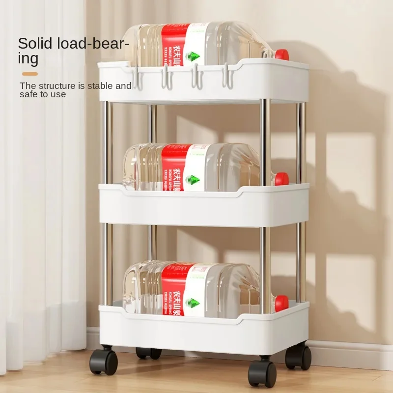 Rolling Bathroom Storage Cart 3/4 Layer Utility Organizer Multi-Purpose Corner Shelf Bathroom Shelf Unit Mobile Storage