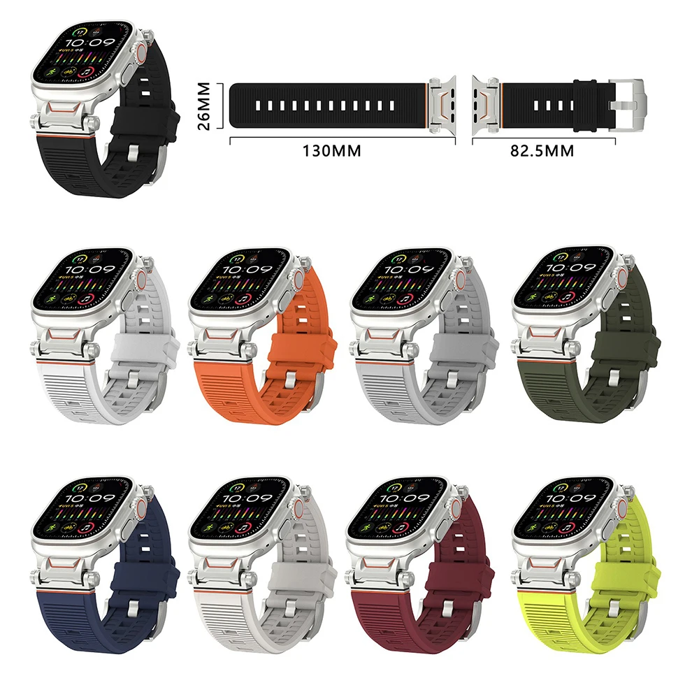 애플 워치용 실리콘 루프 스트랩 남성용 스포츠 밴드, 아이워치 시리즈 9, 8, 7, 6, 5, 4, Se, 26mm 너비, 46mm, 울트라 1, 2, 49mm, 45mm, 44mm