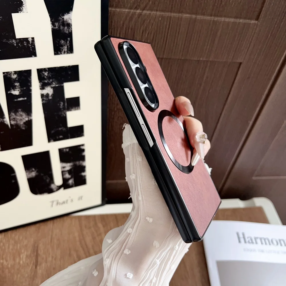 Funda Z Fold 7 6 para Magsafe, funda magnética de cuero PU para teléfono Samsung Galaxy Z Fold 7 6 5 4 3 5G Fold7, funda plegable a prueba de golpes