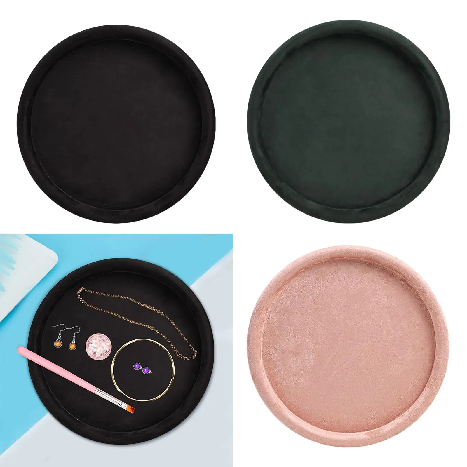 

Бархатный поднос для ювелирных изделий, витрина для ювелирных изделий, многофункциональный контейнер, кольца, тарелка для подвесок, серьги для женщин и девочек, ожерелье, браслет