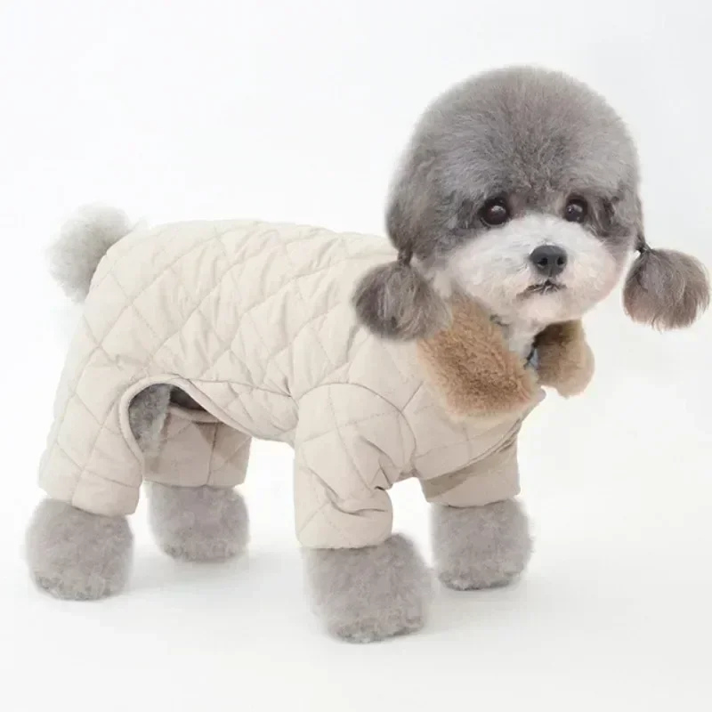 Winter Dog Jumpsuit four leg Warm Dog Clothes fur Collar Pet Outfit Puppy Costumes Small Dog Clothing Coat Jacket Overalls Pants
