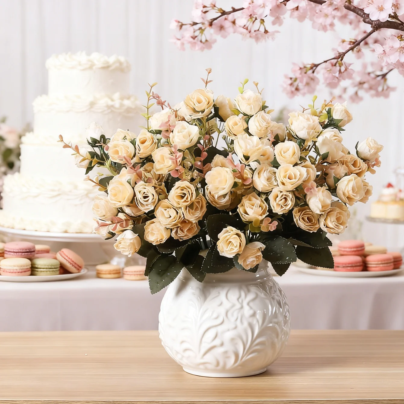 Künstliche Blume, Seidenrose, Valentinstag, Hochzeit, Brautstrauß, Zuhause, Zimmer, Tischdekoration, Anordnung, Vase, Fotografie, Requisite, Bogen, Geschenk