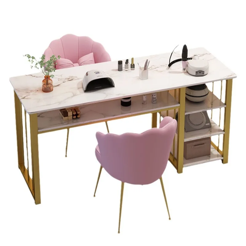 Nail art table with table and chairs Modern simple single double art table Internet celebrity salon furniture nail tab