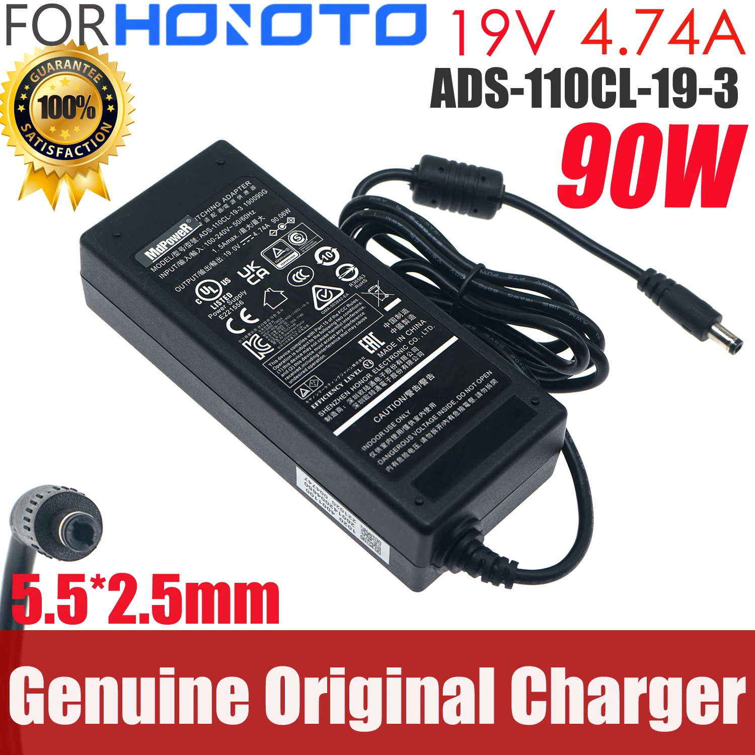 

New Original Honoto 19V 4.74A AC/DC Adapte ADS-110CL-19-3 Charger for MSI Optix MAG301CR2 Monitor Power Supply ADS-110DL-19-1