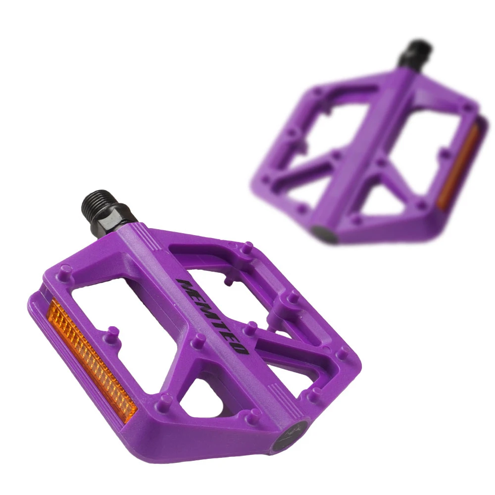 Ultralight Economy Model Double DU Bearing Bike Pedal Nylon Material Reflective Bright Strips MTB Road Bicycle Flat Pedals