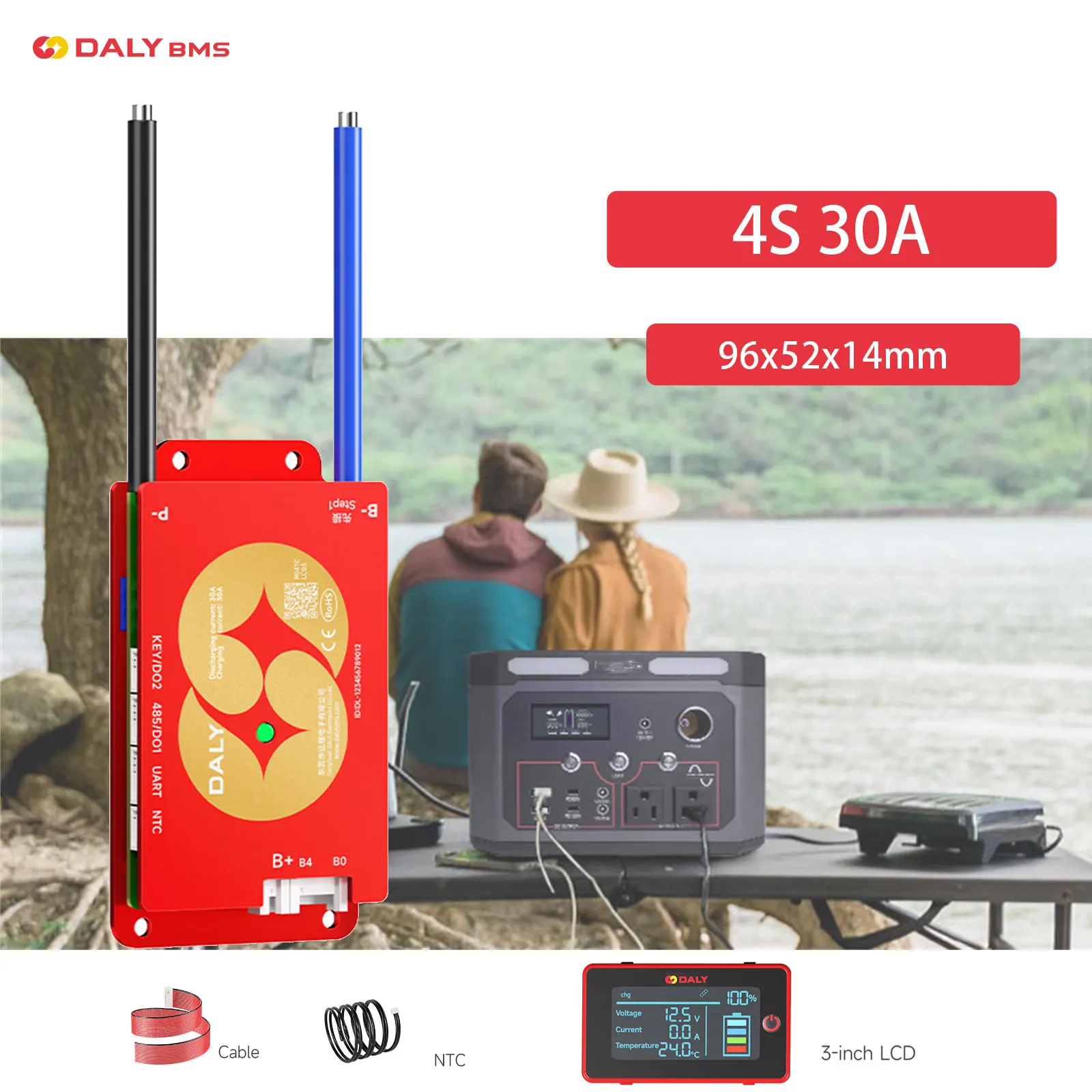 DALY Smart BMS 4S 30A Built-in Bluetooth 0.5A Active Balancer for Lifepo4 Li-ion Battery BMS with WIFI/RS485 Port