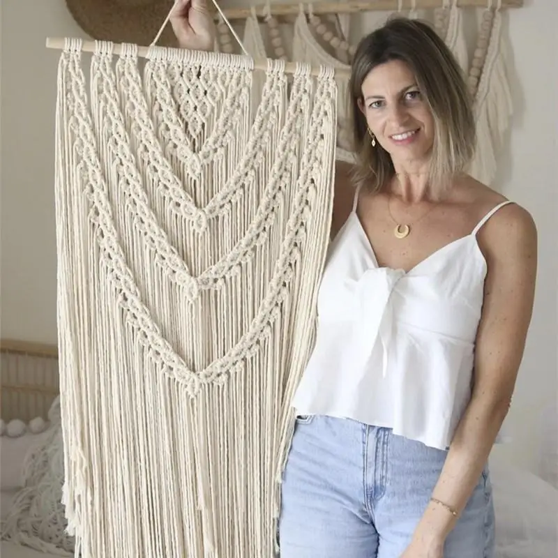 Nordic Bohemian Handwoven  Color Wall Hanging Tapestry Decorative Room Bedroom Sample Soft Home Fabric Rectangular Cotton