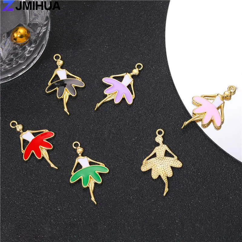 15pcs Enamel Charms Ballet Dancers Pendants Charms For Jewelry Findings Accessories DIY Handmade Making Necklaces Dancer Gifts