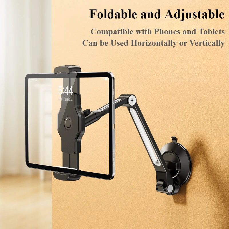 Oatsbasf Suction Cup Tablet Stand Holder 360° Rotate Long Arm Adjustable Phone Tablet Bracket for iPhone iPad 4.7-12.9" Devices
