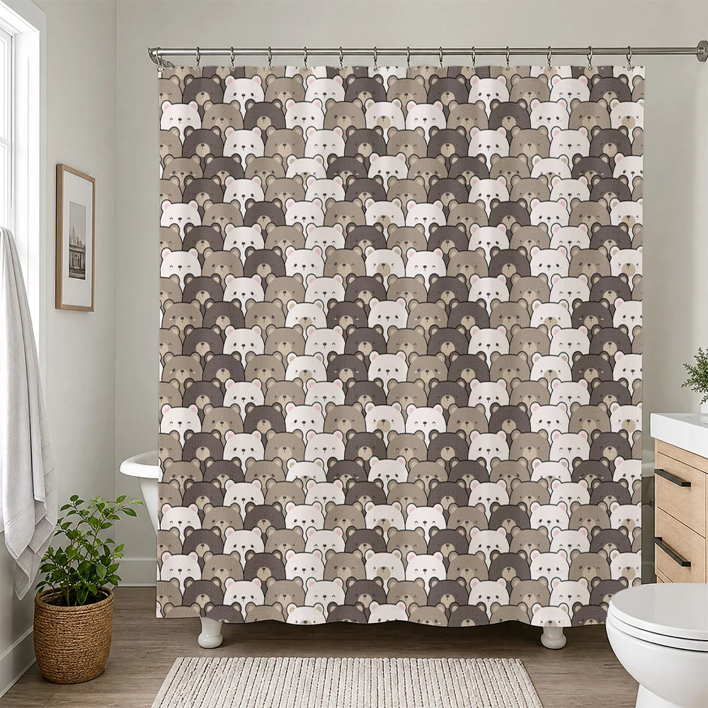 Waterproof Panda Shower Curtain Bathroom Decor Novelty Cute Animal Print Shower Liner Curtain for Kids Nursery Home Accessories